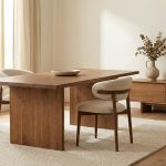 Hyperrealistisches Interior, das zeigt, wie Farbkonzepte Eiche harmonisch gestalten und warmes Eichenholz im Raum betonen.