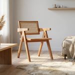 Hyperrealistisches skandinavisches Interior mit hellem Eichenholz, klaren Linien und natürlicher, warmer Raumwirkung.