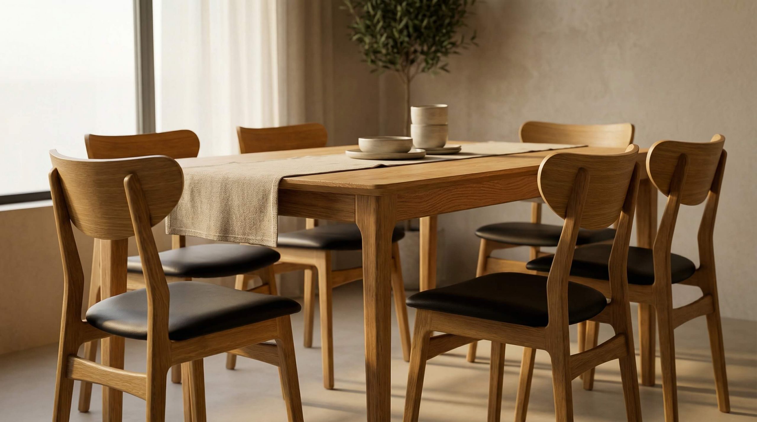 Hyperrealistisches Esszimmer, das zeigt, wie hochwertige Möbel Ergonomie Esszimmer richtig umsetzen und den Alltag verbessern.