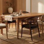 Hyperrealistisches Esszimmer mit gemischten Stuhlmodellen, die sich stilvoll ergänzen – Stuhlsets Esszimmer harmonisch kombinieren.