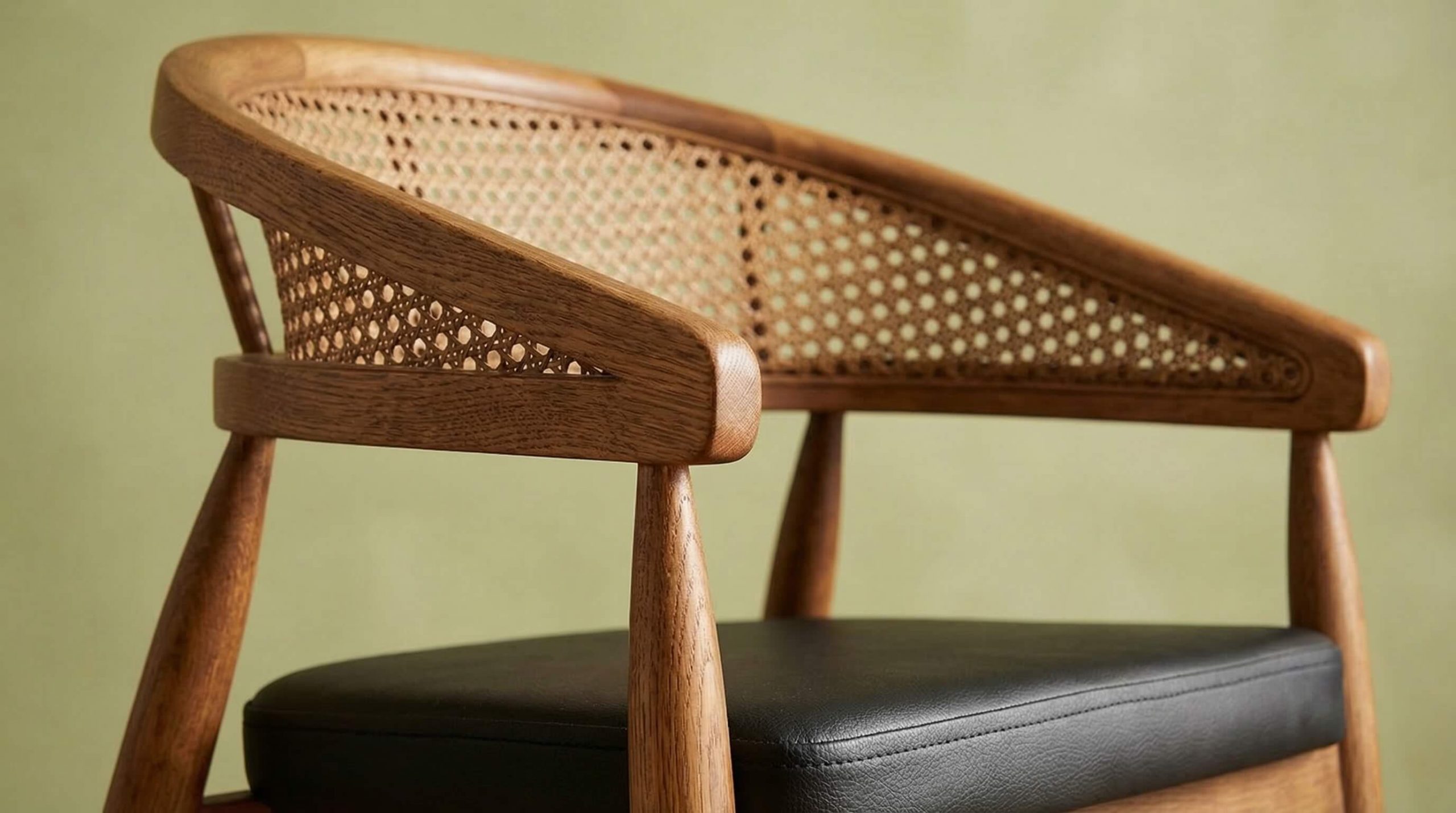 Detailaufnahme zur Holzverarbeitung bei Premiumstühlen verstehen, Fokus auf Maserung, Materialqualität und Handwerk.